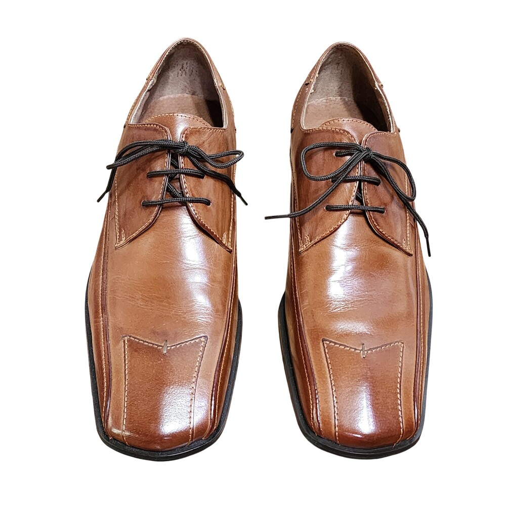 Stacy Adams Shoes Mens Size 10 Brown Leather Derby Dress Square Toe 23292-03